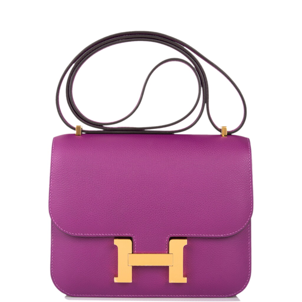 View full screen - View 1 of Lot 21. Hermès Anemone Constance 18cm of Evercolor Leather with Gold Hardware.