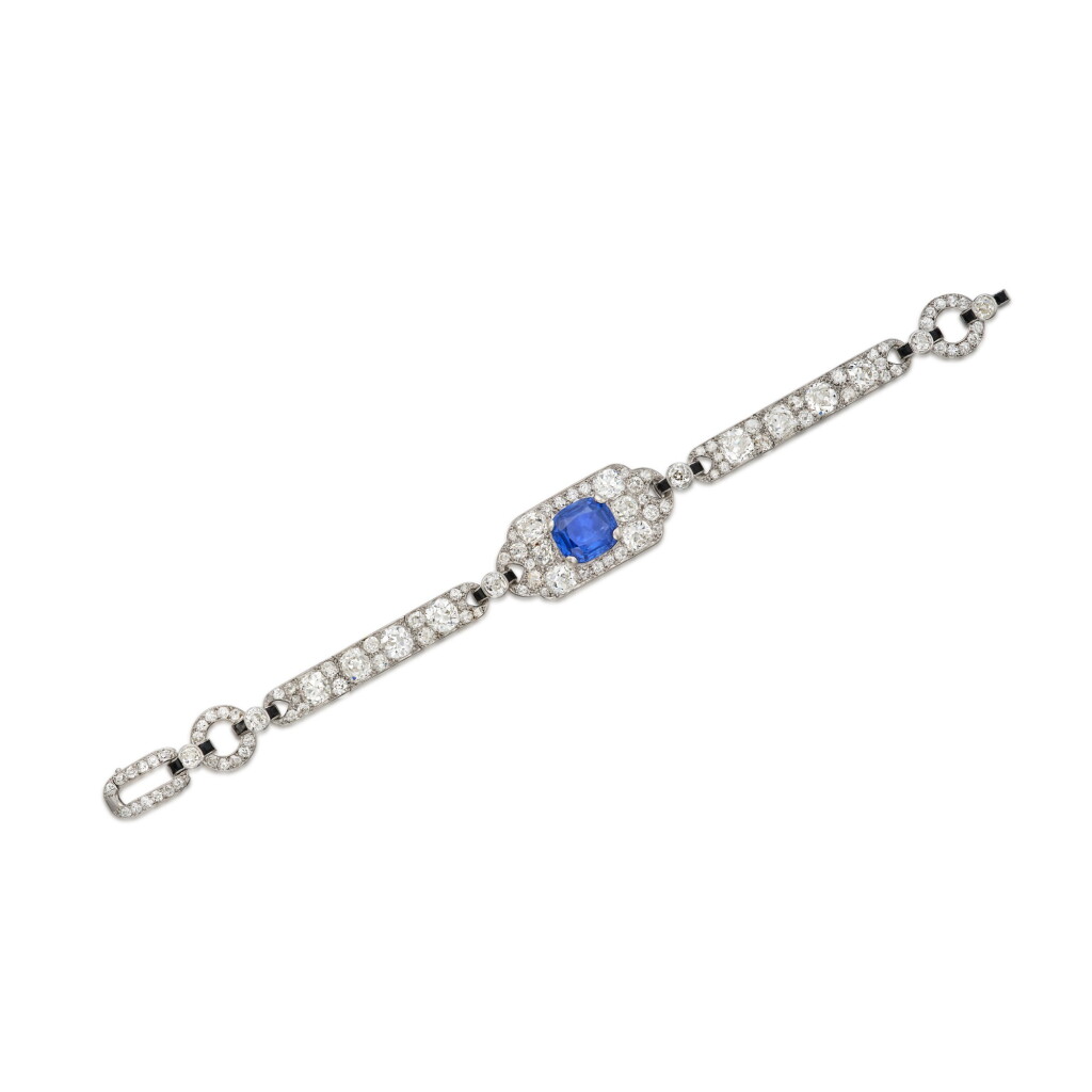 View full screen - View 1 of Lot 466. Sapphire, Onyx and Diamond Bracelet, Paris | 卡地亞 | 藍寶石配縞瑪瑙及鑽石手鏈,巴黎.