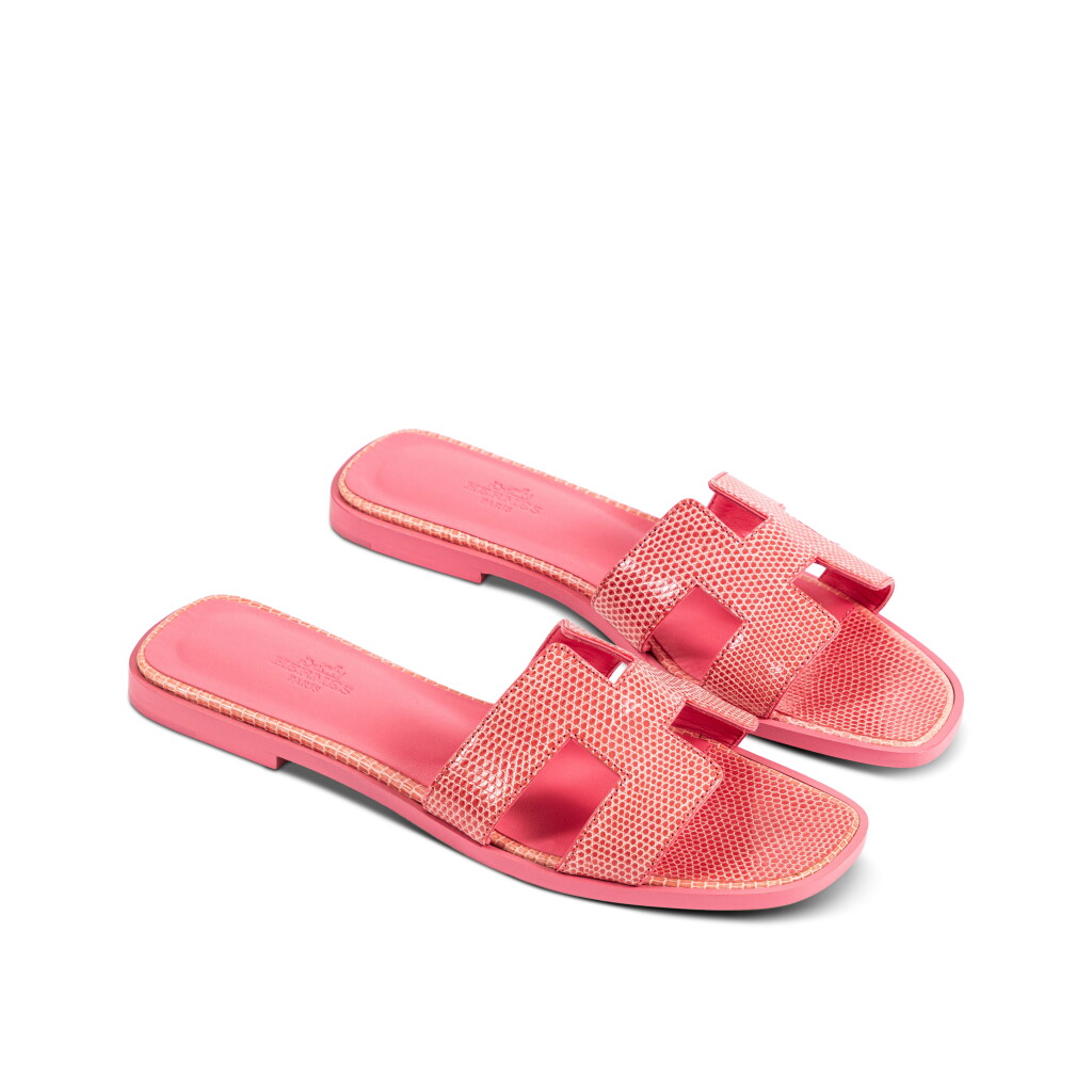 View full screen - View 1 of Lot 756. Rose Jaipur Iguana Lizard Oran Sandals, Size 38.