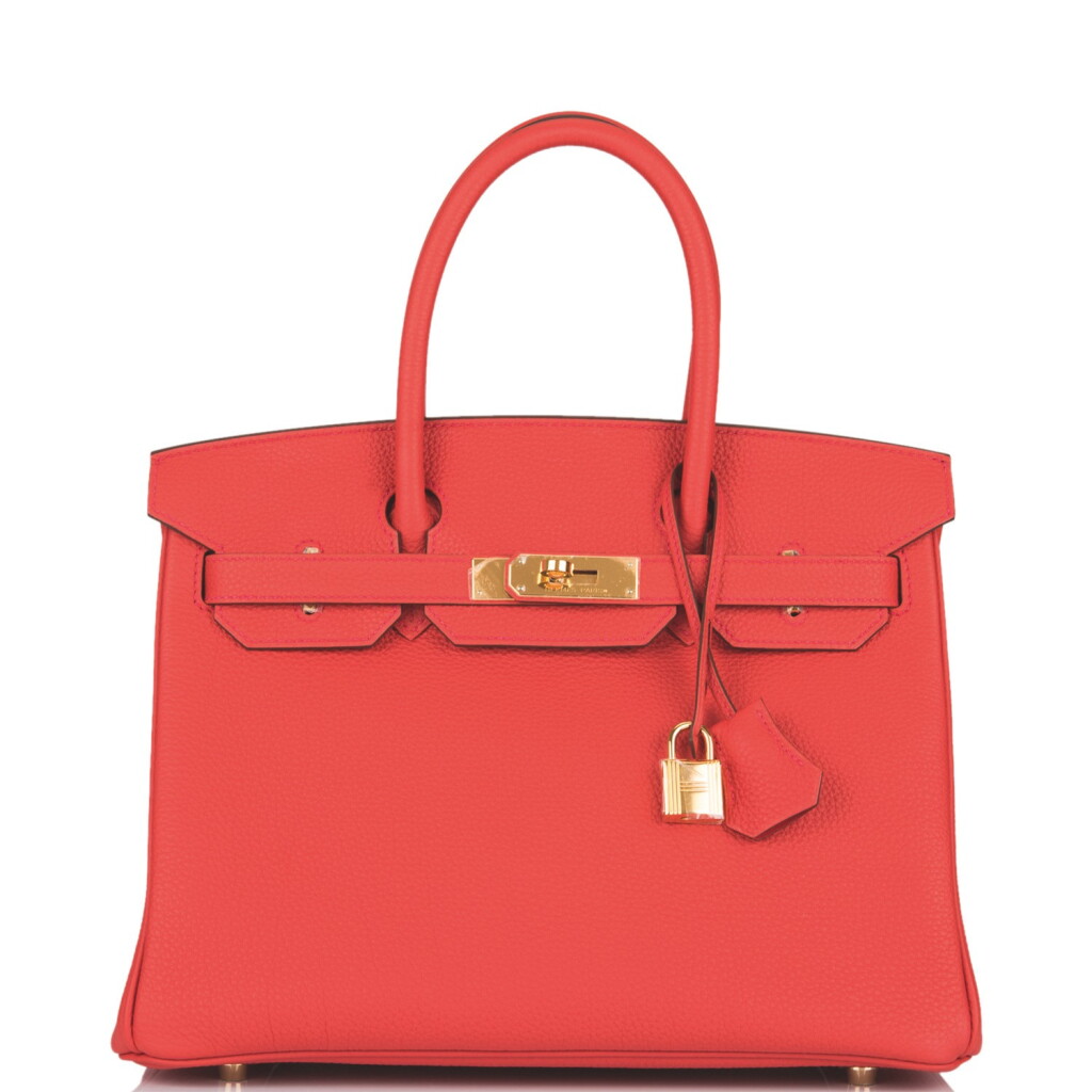 View full screen - View 1 of Lot 64. Hermès Geranium Birkin 30cm of Togo Leather with Gold Hardware.