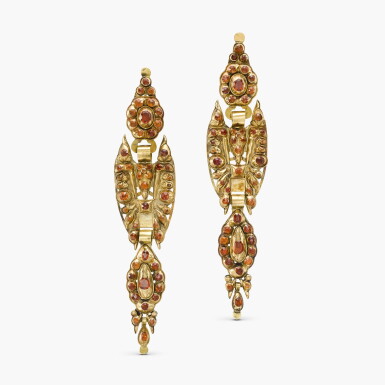 View full screen - View 1 of Lot 76. Garnet Pendent Earrings.