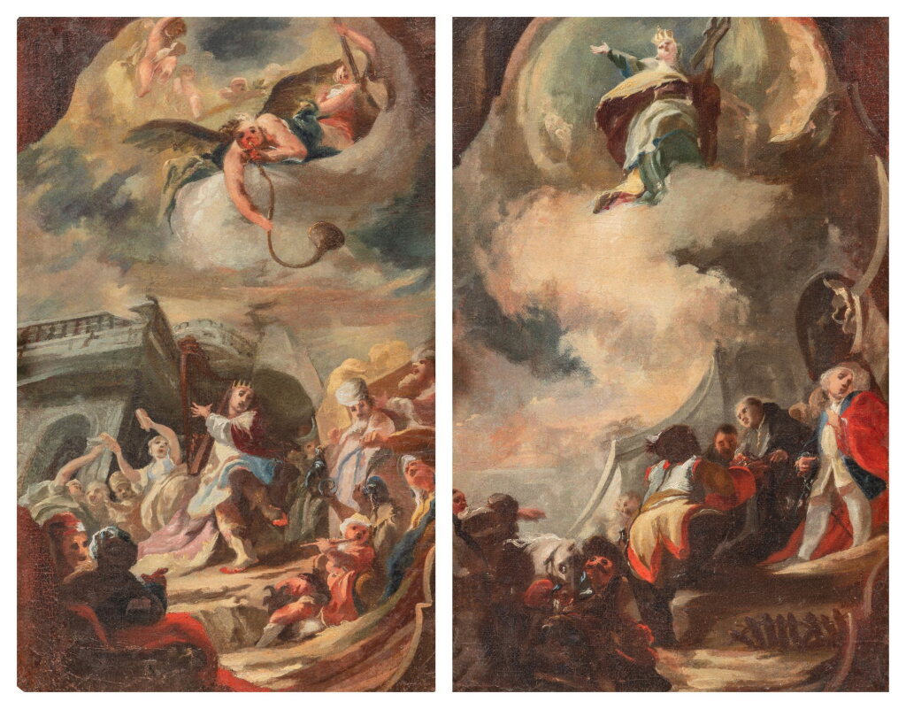 View full screen - View 1 of Lot 766. David dancing before the ark; The Triumph of Religion.