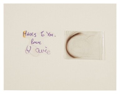 View full screen - View 1 of Lot 73. David Bowie | A lock of his hair accompanied by an autograph note.
