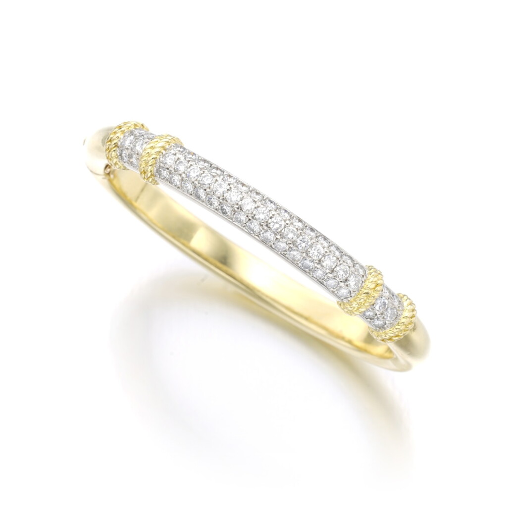 View full screen - View 1 of Lot 479. FRED | DIAMOND AND GOLD BANGLE.