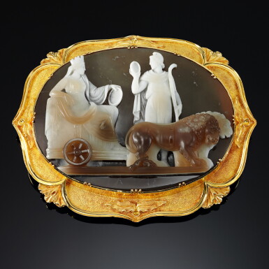 View full screen - View 1 of Lot 65. Attributed to Giuseppe Girometti (1780-1851) | Italian, 19th century | Cameo of Cybele.