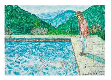 View full screen - View 1 of Lot 9611. MADSAKI | PORTRAIT OF AN ARTIST (POOL WITH TWO FIGURES) Ⅱ (INSPIRED BY DAVID HOCKNEY)_P 藝術家肖像(游泳池與兩個人像)II(靈感自大衛·霍克尼)_P.
