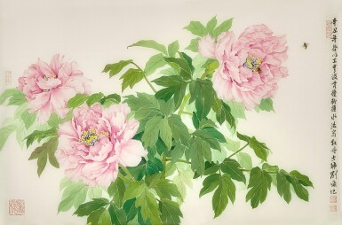 View full screen - View 1 of Lot 3204. 劉墉 Liu Yong | 春融 Spring Peonies and Bees.