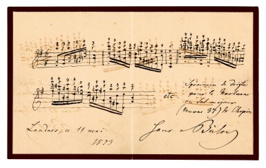 View full screen - View 1 of Lot 1. Two folio albums of letters and manuscripts by Clara Schumann, Parry, Lind, Viardot, Spohr, Bülow and others, C19.