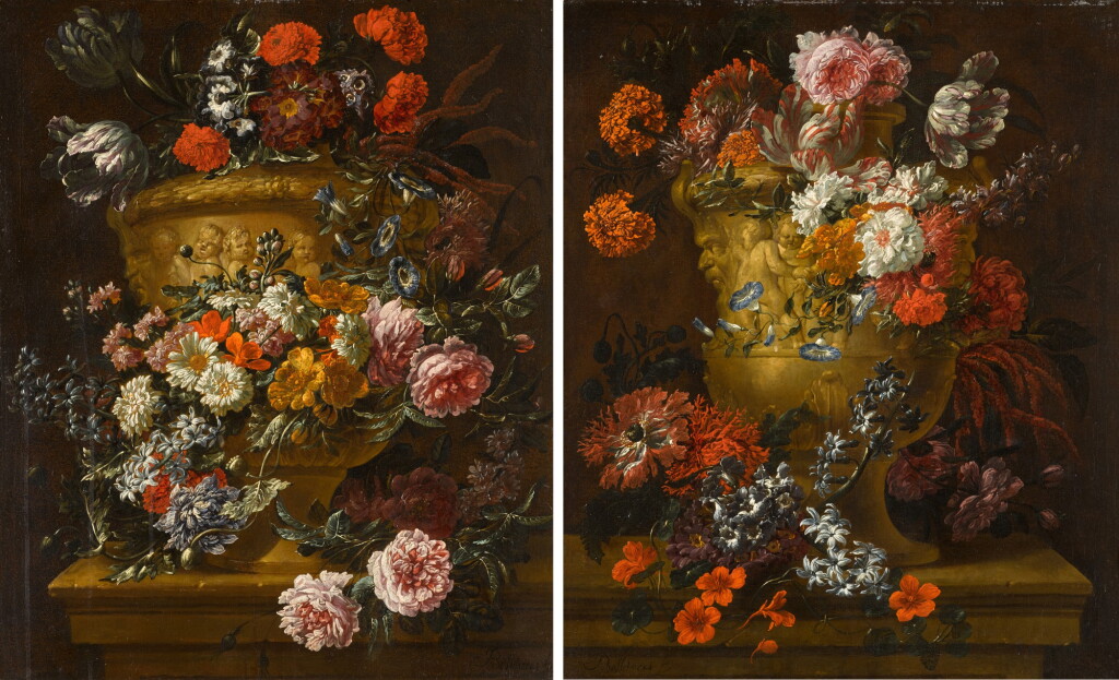 View full screen - View 1 of Lot 150. JAN BAPTIST BOSSCHAERT | STILL LIFES OF FLOWERS IN STONE URNS.