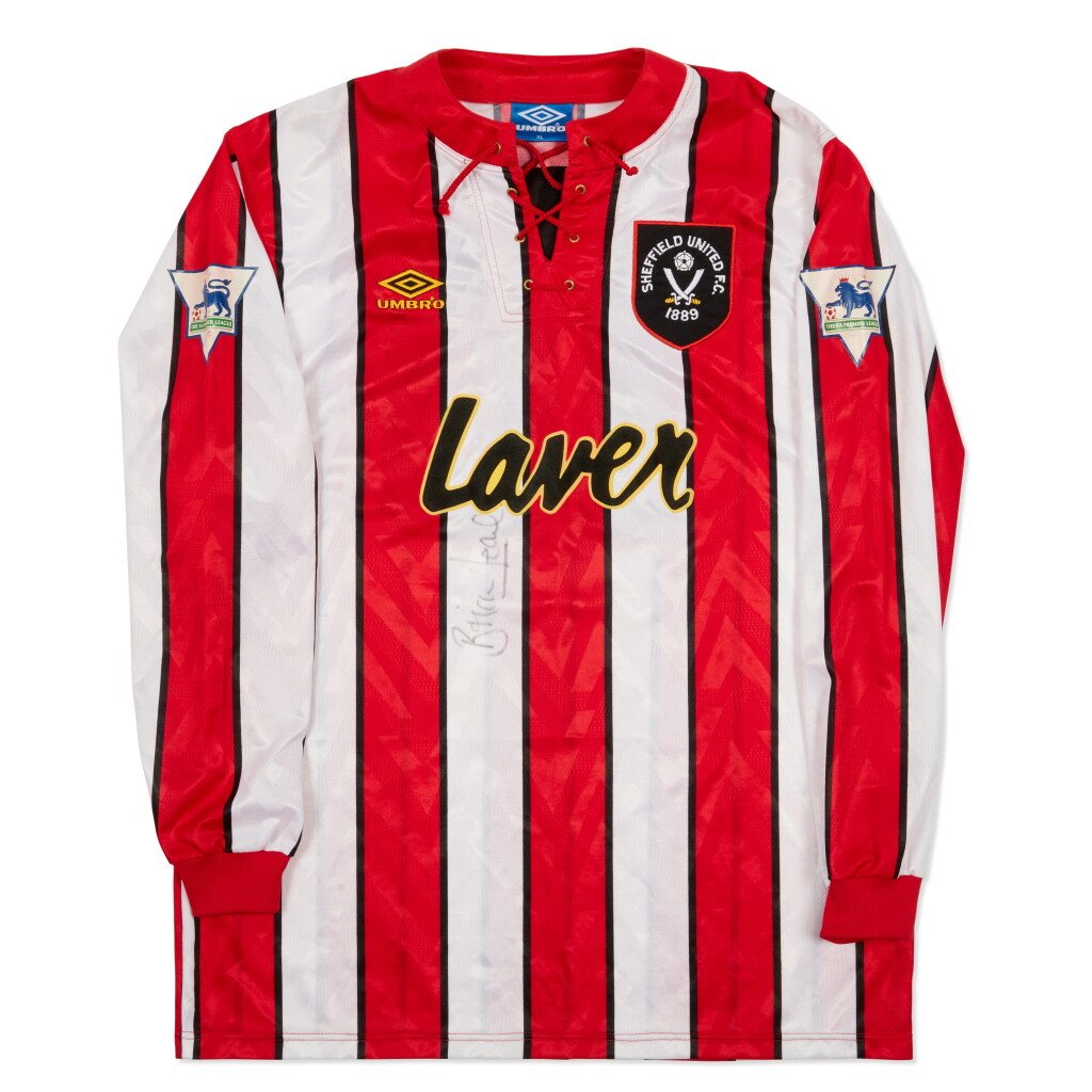 View full screen - View 1 of Lot 28. Brian Deane 1992 ‘First Premier League Goal Match’ Worn Sheffield United Jersey.