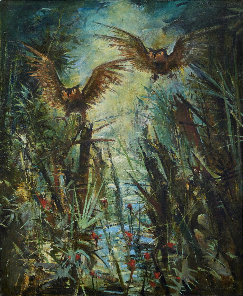 View full screen - View 1 of Lot 598. The Great Horned Owl in Pursuit of That Something Special.