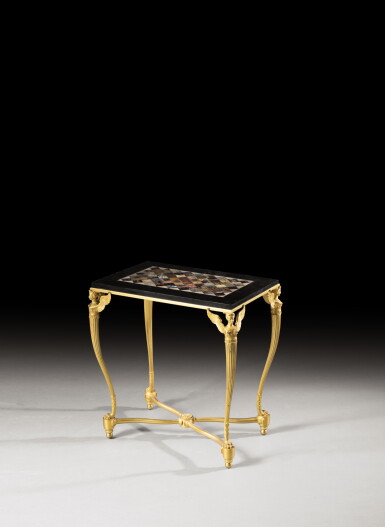 View full screen - View 1 of Lot 215. AN EMPIRE GILT-BRONZE MOUNTED PIETRE DURE TABLE, CIRCA 1810 | TABLE DE MILIEU EN BRONZE CISELÉ ET DORÉ, PIERRES ET PIERRES DURES D'ÉPOQUE EMPIRE, VERS 1810.