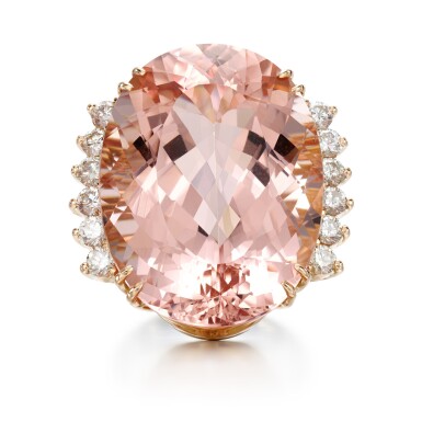 View full screen - View 1 of Lot 167. Morganite and diamond ring.