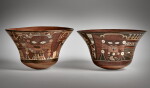 Two Large Nasca Polychrome Bowls with Serpentine Figures