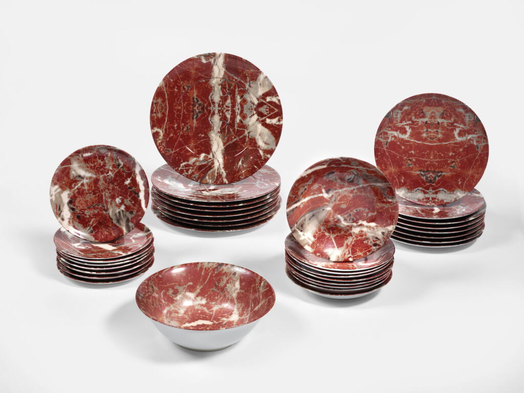 View full screen - View 1 of Lot 758. Thirty-Four Piece "Finto Marmo" Dinner Service.