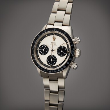View full screen - View 1 of Lot 90. Reference 6263 Daytona 'Panda Paul Newman' | A stainless steel chronograph wristwatch with bracelet, Circa 1969 | 勞力士 型號 6263 Daytona 'Panda Paul Newman' 精鋼計時鍊帶腕錶,製作年份約 1969.