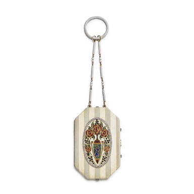 View full screen - View 1 of Lot 113. Enamel and diamond evening vanity case .