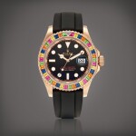 Yacht-Master, Reference 116695SATS | An Everose gold, diamond, tsavorite and multi-coloured sapphire-set wristwatch with date, Circa 2018 | 勞力士 | Yacht-Master 型號116695SATS | 永恆玫瑰金鑲鑽石、沙弗來石及多彩寶石腕錶,備日期顯示,約2018年製