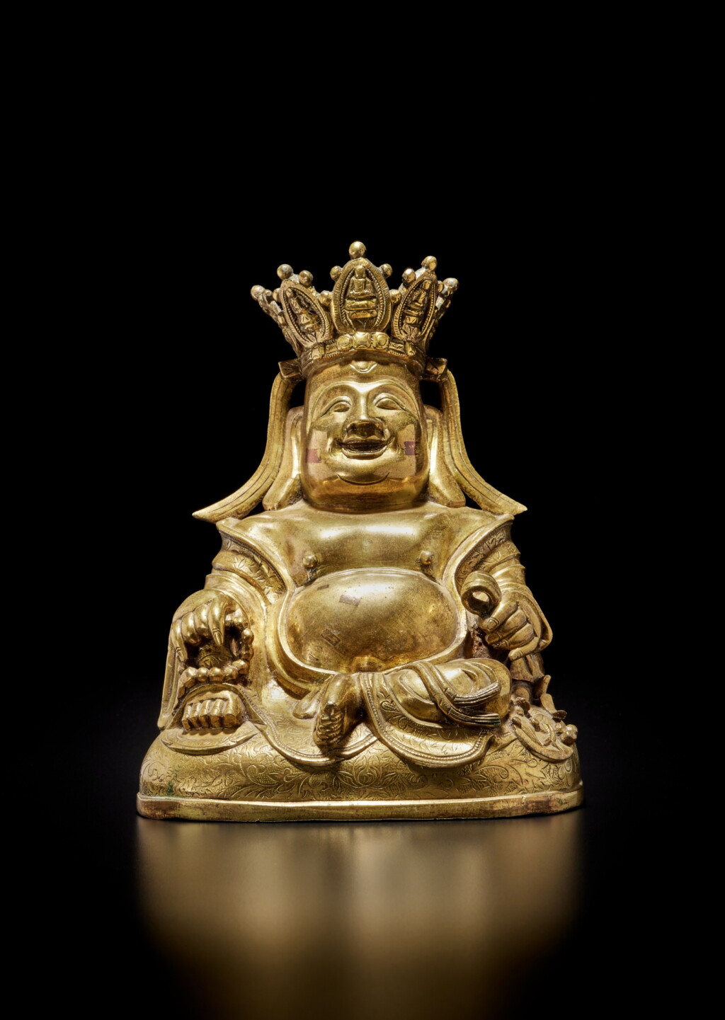 View full screen - View 1 of Lot 325. A gilt-bronze figure of Budai, Late Ming dynasty.