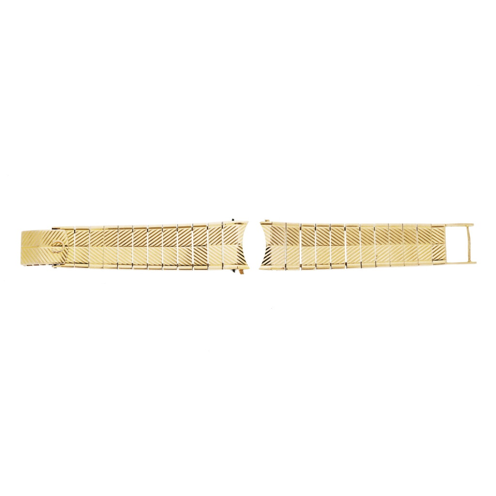 View full screen - View 1 of Lot 84. A yellow gold omega bracelet made by Gay Freres, Circa 1958.