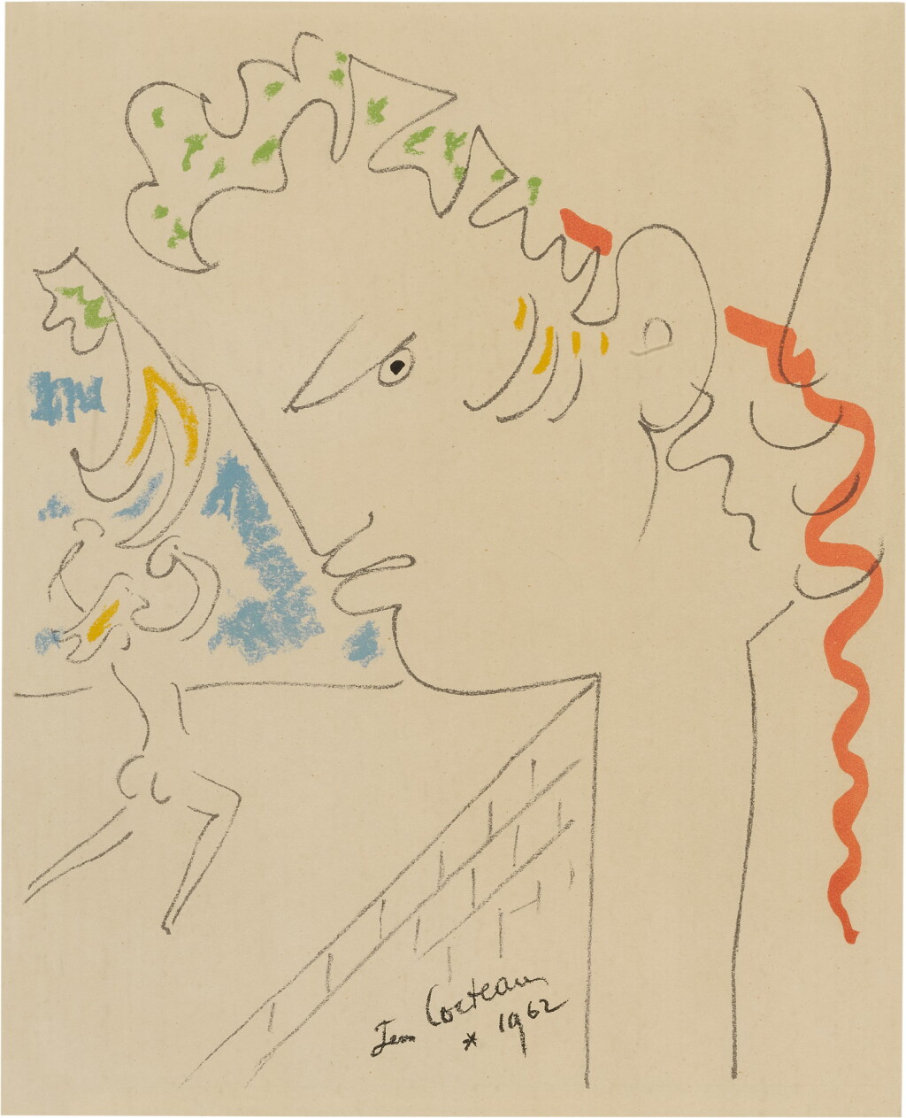 View full screen - View 1 of Lot 1093. AFTER JEAN COCTEAU | PROFILE D'HOMME.