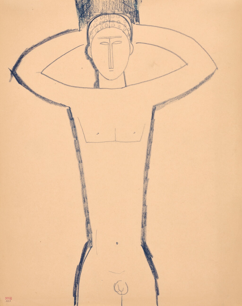 View full screen - View 1 of Lot 209. Cariatide masculine, mains derrière la tête.