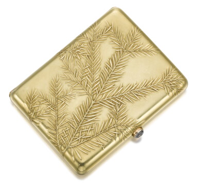 View full screen - View 1 of Lot 9. A rare Fabergé jewelled gold cigarette case, Moscow, 1899-1908.