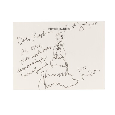 View full screen - View 1 of Lot 109. Card from Peter Marino to Karl Lagerfeld, 2005.