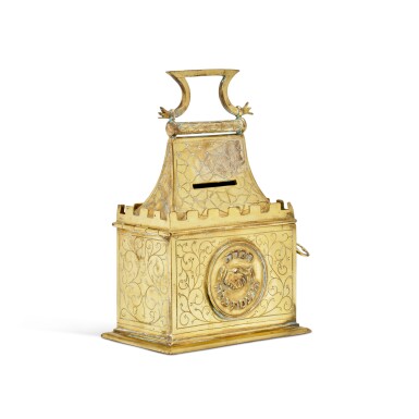 View full screen - View 1 of Lot 54. An Austrian Gilt-Metal Charity Box for Dowering Brides, Schindlauer, Lodz, c. 1860-80.