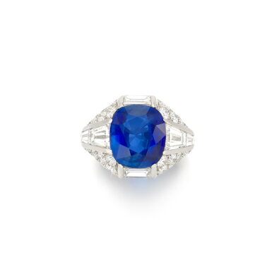 View full screen - View 1 of Lot 726. Sapphire and diamond ring .