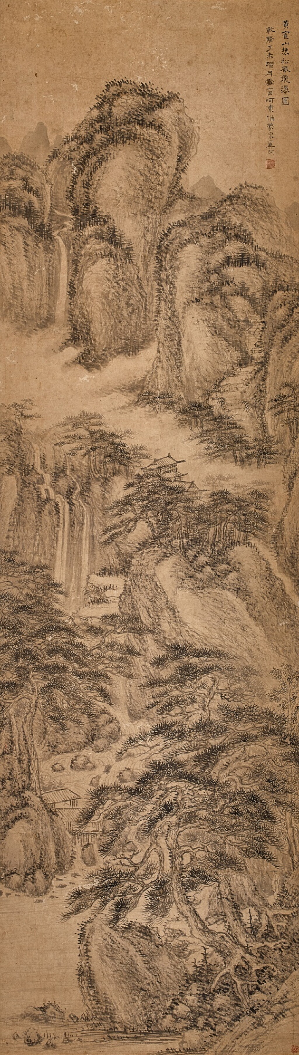 View full screen - View 1 of Lot 3152. Xi Gang, Waterfall | 奚岡 松風飛瀑圖.