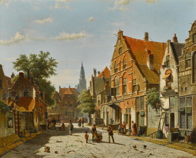 View full screen - View 1 of Lot 86. A Sunny Street with a Distant Church tower.
