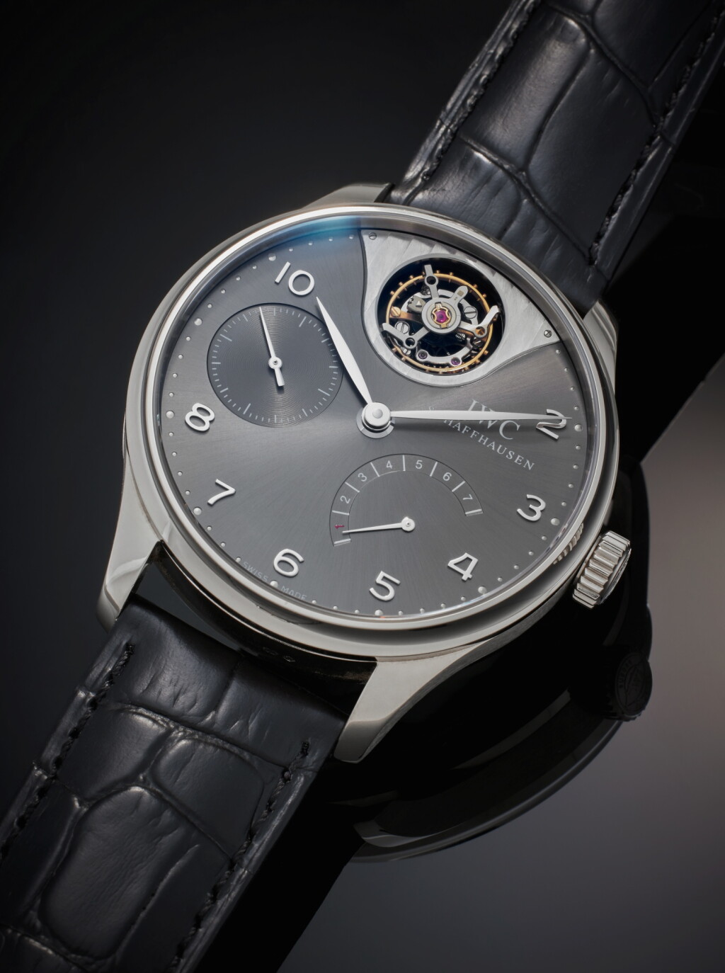 View full screen - View 1 of Lot 8. Reference IW5042-07 Portugieser Tourbillon Mystère | A limited edition white gold automatic tourbillon wristwatch with power reserve indication, Circa 2008.