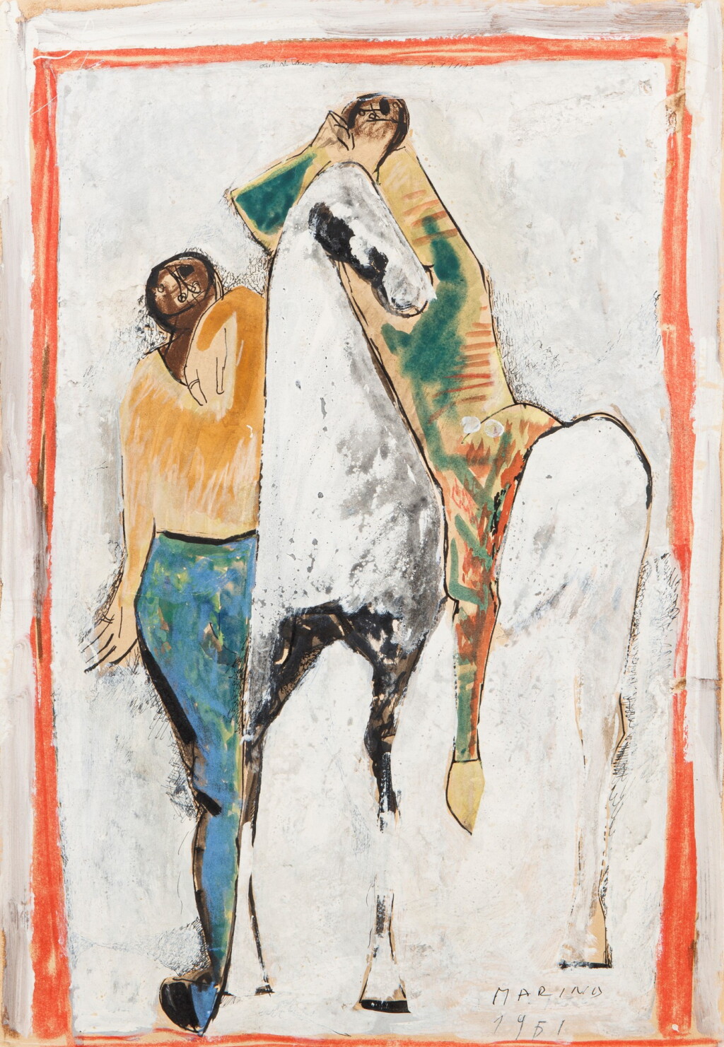 View full screen - View 1 of Lot 9. Giocolieri e Cavallo (Jugglers and horse).