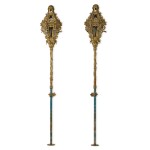 A Pair of Large Venetian Painted and Carved Giltwood Lanterns, 18th Century