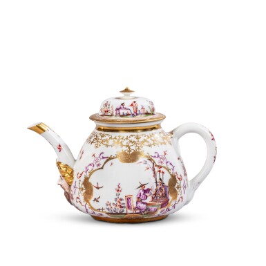 View full screen - View 1 of Lot 17. A rare Meissen porcelain chinoiserie (K.P.M.) teapot and cover, circa 1725.