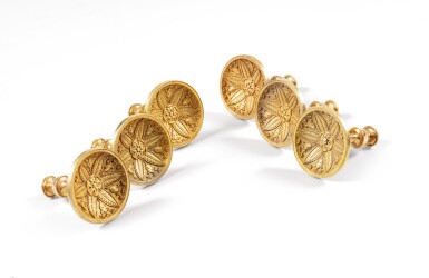 View full screen - View 1 of Lot 173. A set of six gilt-bronze curtain hold back, French Empire and later .