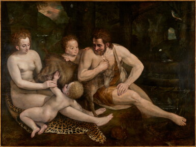 View full screen - View 1 of Lot 14. Adam and Eve with Cain and Abel | Adam et Eve, avec Caïn et Abel.