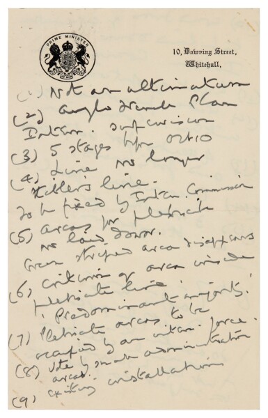 View full screen - View 1 of Lot 74. Sir Samuel Hoare | Autograph memorandum on the Munich Agreement, 1938.