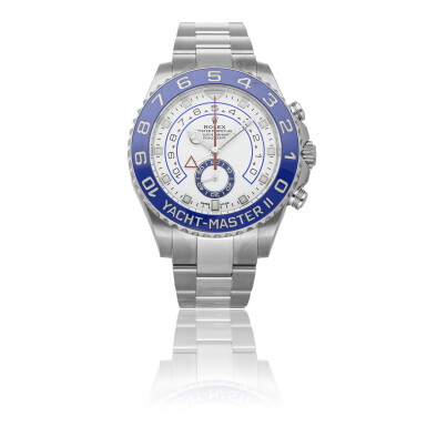 View full screen - View 1 of Lot 465. ROLEX | YACHT-MASTER II REF 116680, A STAINLESS STEEL AUTOMATIC WRISTWATCH WITH RETROGRADE COUNTDOWN AND BRACELET CIRCA 2019 .