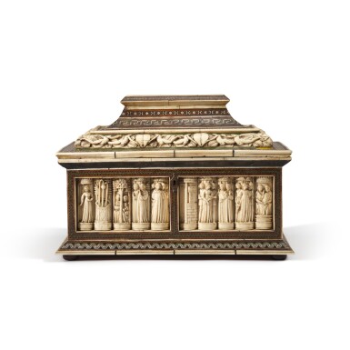 View full screen - View 1 of Lot 6. An Italian bridal casket with scenes from the Story of Susanna, workshop of the Embriachi, Venice or Florence, early 15th Century.