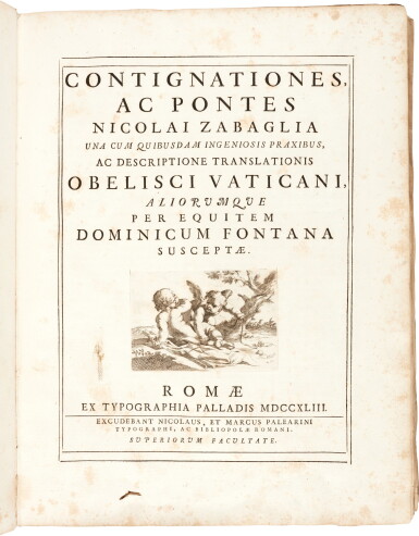View full screen - View 1 of Lot 58. Zabaglia | Castelli e ponti, Rome, 1743, vellum.