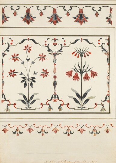 View full screen - View 1 of Lot 48. Three pietra dura architectural studies from Mughal monuments, by an Agra artist, North India, Company School, circa 1820.