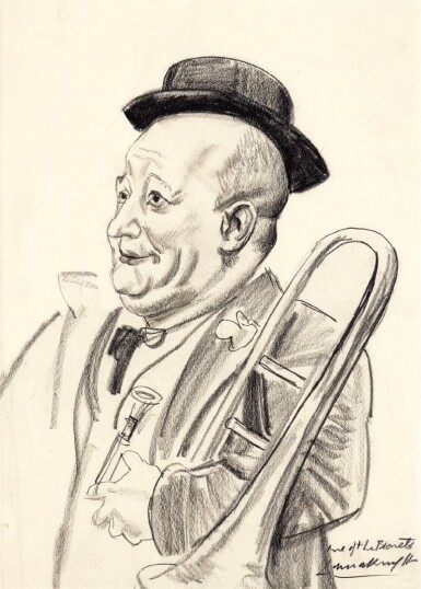 View full screen - View 1 of Lot 82. DAME LAURA KNIGHT, R.A., R.W.S. | The High Wire; One of the Bionets; Goliath; Joe Craston - Head Clown at Olympia.