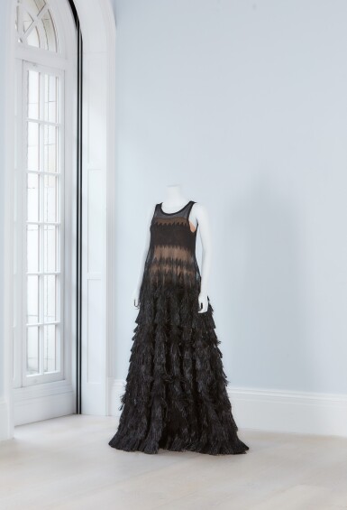 View full screen - View 1 of Lot 30. Black Evening Gown in Raffia and Silk, 2016.