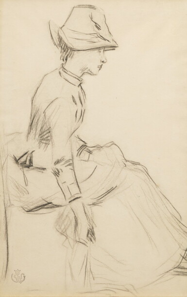 View full screen - View 1 of Lot 43. Femme à la jupe rayée (or Femme assise sur une chaise).