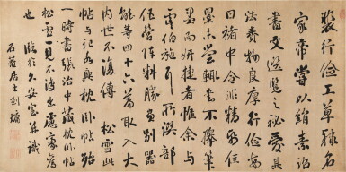 View full screen - View 1 of Lot 3052. 劉墉 行書臨趙孟頫論裴行儉書帖 | Liu Yong, Calligraphy in Running Script after Zhao Mengfu.