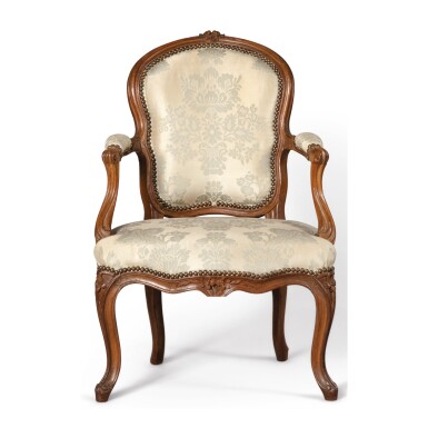 View full screen - View 1 of Lot 272. A LOUIS XV STYLE BEECHWOOD FAUTEUIL D’ENFANT, 19TH CENTURY.