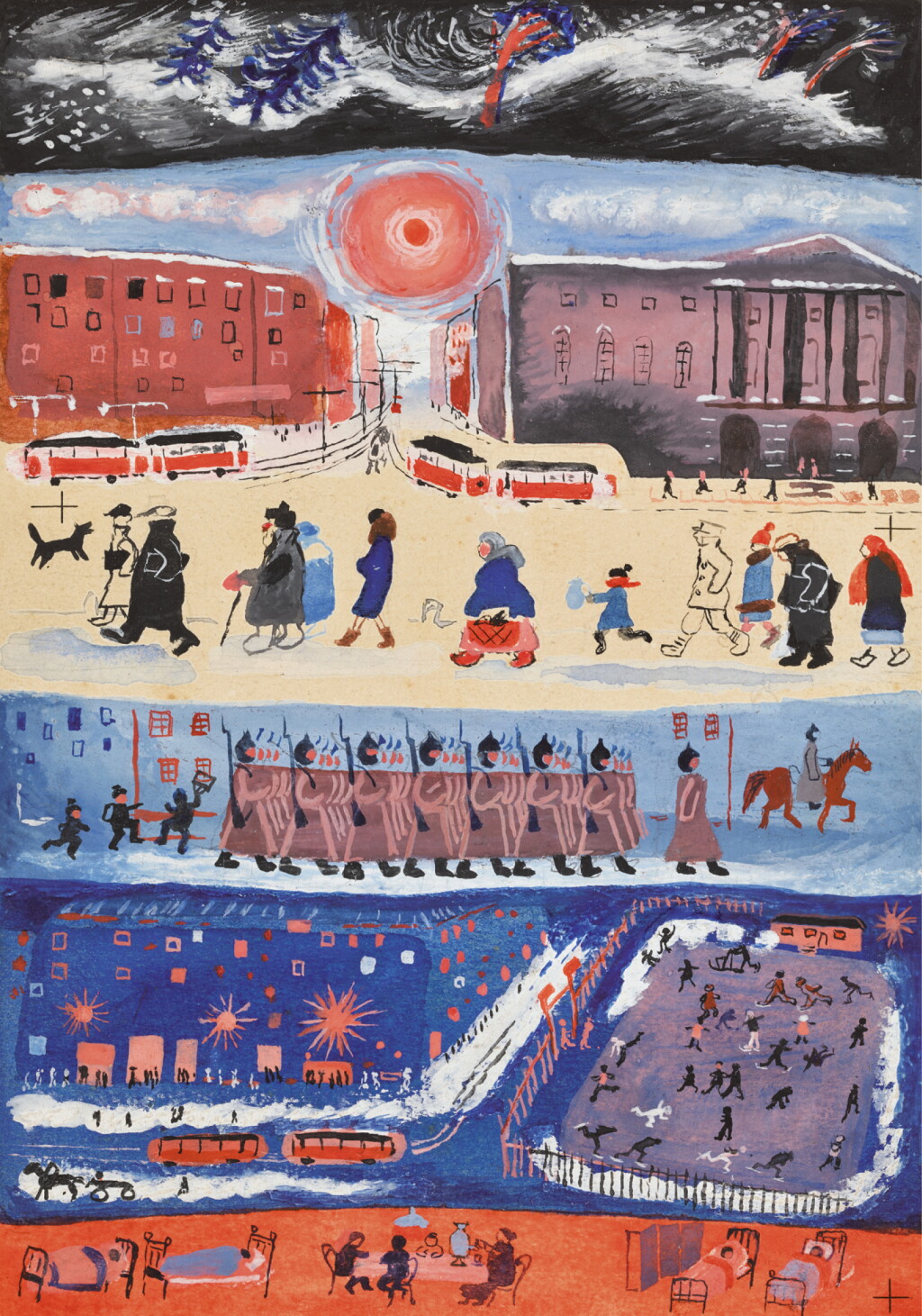 View full screen - View 1 of Lot 65. VERA MIKHAILOVNA ERMOLAEVA | Illustration with Red Army Soldiers.
