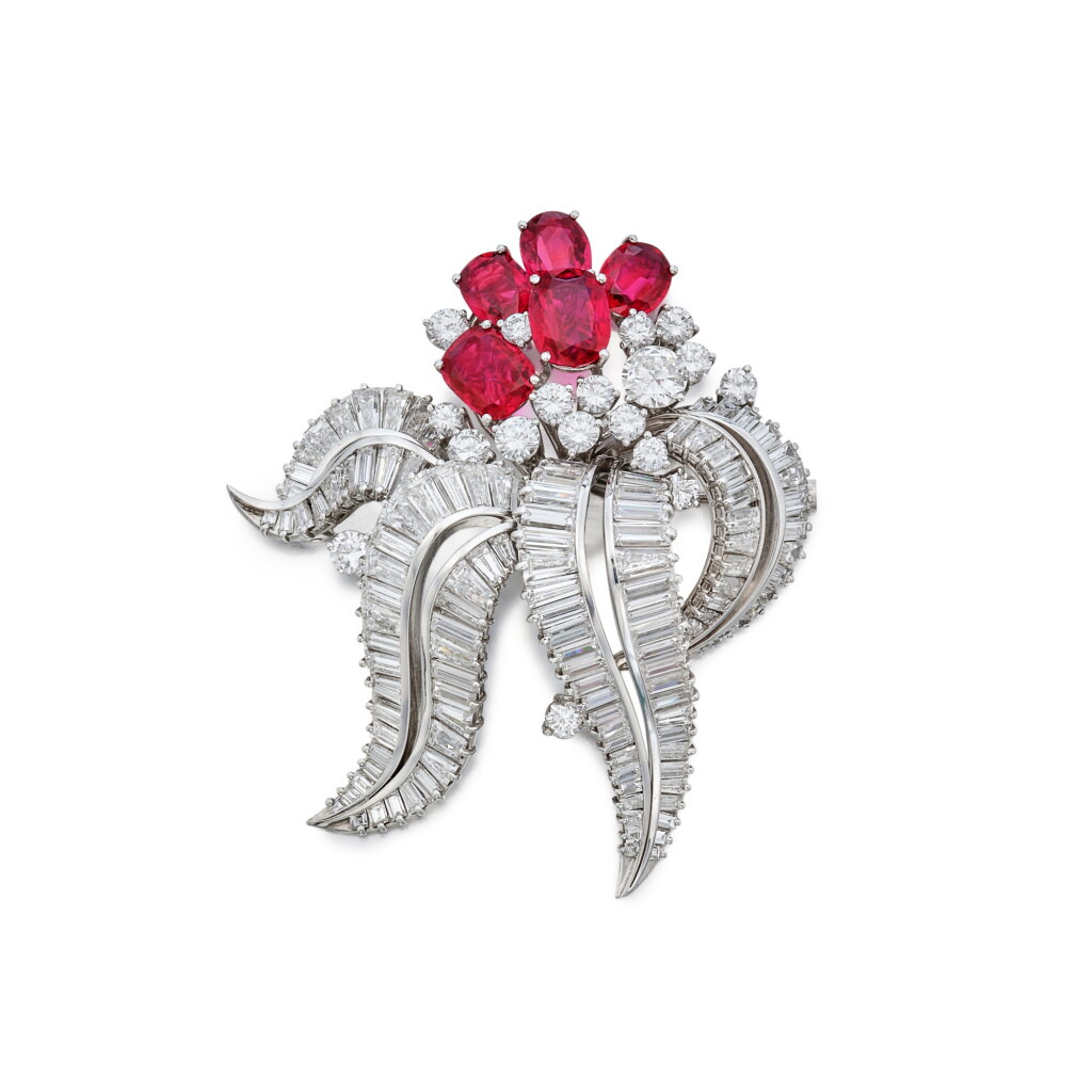 View full screen - View 1 of Lot 426. Ruby and Diamond Brooch.